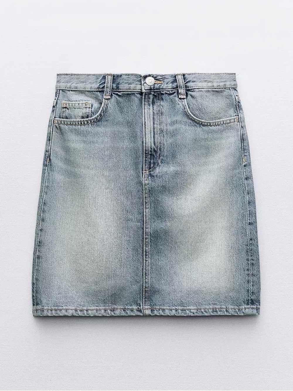 NWT Zara Classic Light Wash Denim Skirt - Women XXL